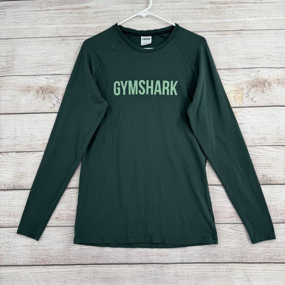 Gymshark Apollo Long Sleeve T-Shirt Mens Large‎ Green Muscle Fit Stretch
